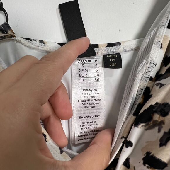 NWT NIPTUCK Swim Wild at Heart Cross Front Leopard Tummy Control One Piece US 4 - Picture 5 of 9